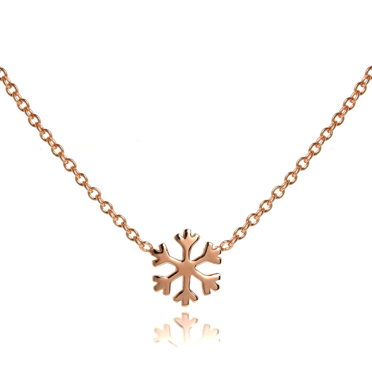 Rosévergoldet Sterlingsilber 45,5 cm Schneeflocke Halskette