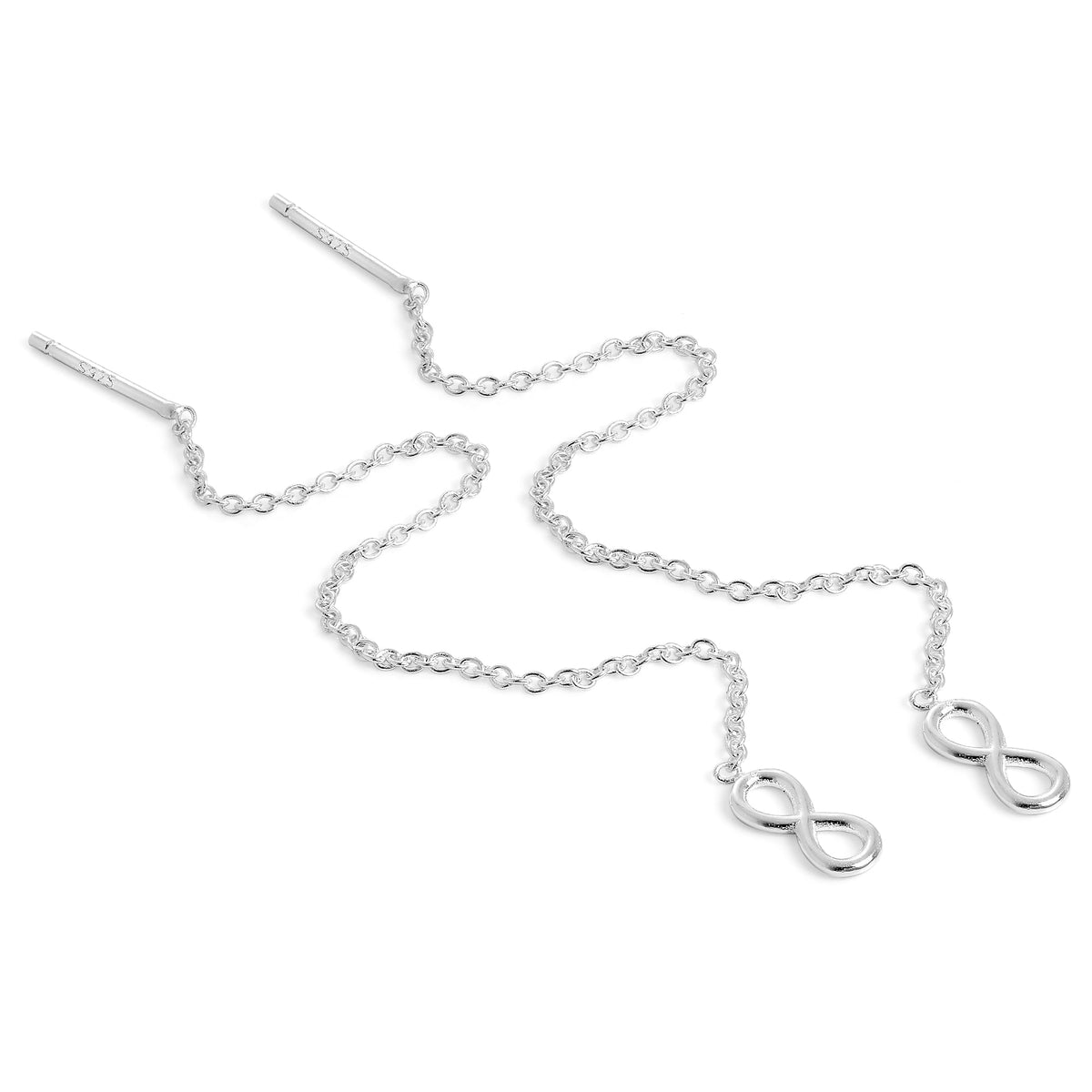 Klein Sterlingsilber Unendlichkeitsschleife Durchzieher Ohrringe