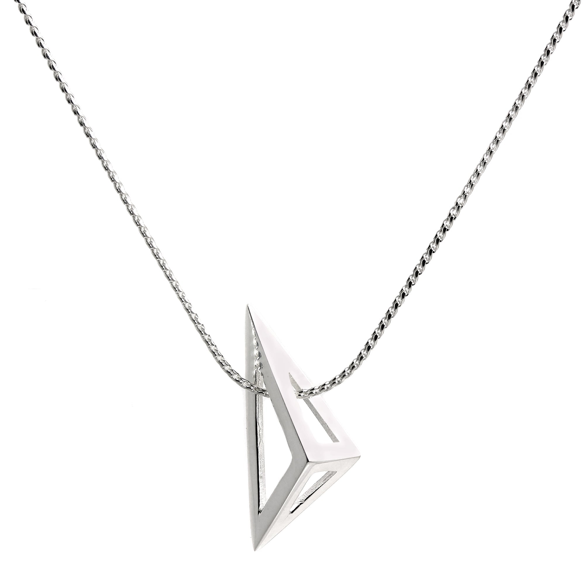 Sterlingsilber-Halskette mit offenem Dreieck an Fuchsschwanzkette