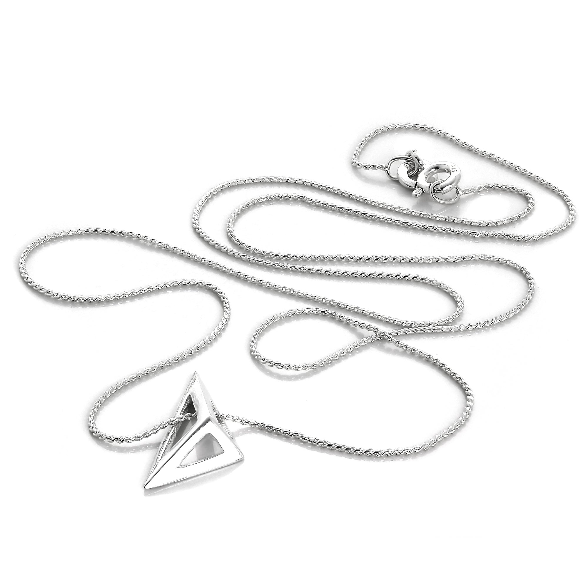 Sterlingsilber-Halskette mit offenem Dreieck an Fuchsschwanzkette