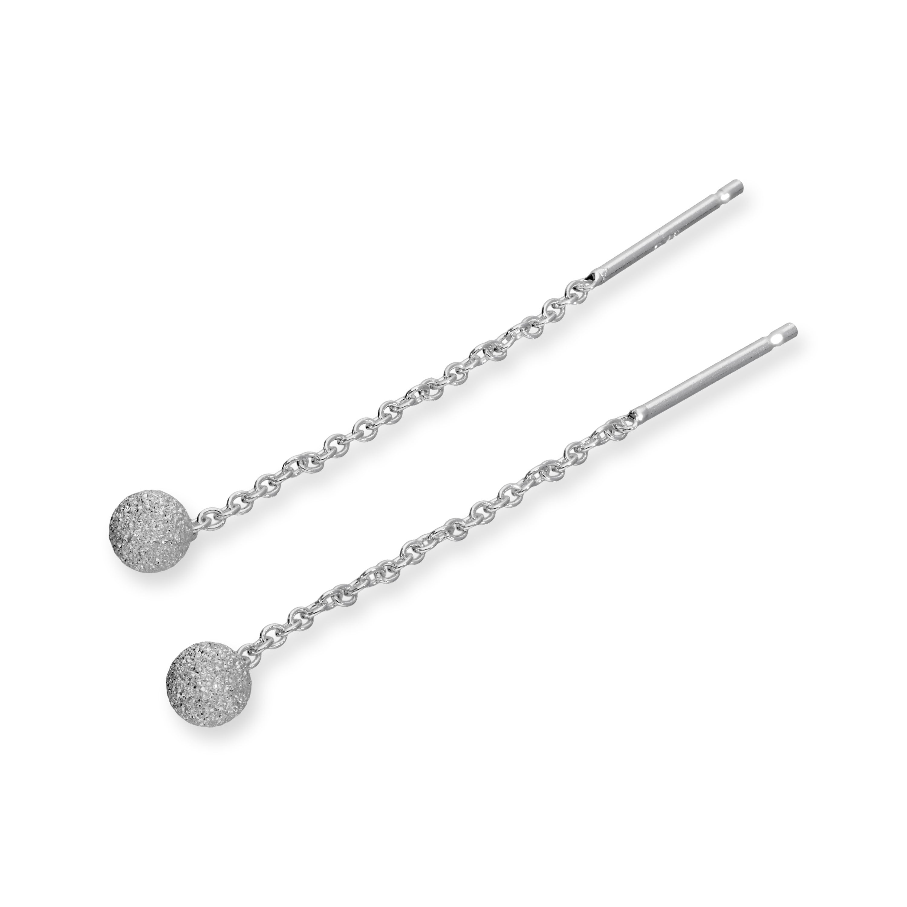Sterlingsilber Matt 4 mm Kugel Durchzieher Ohrringe