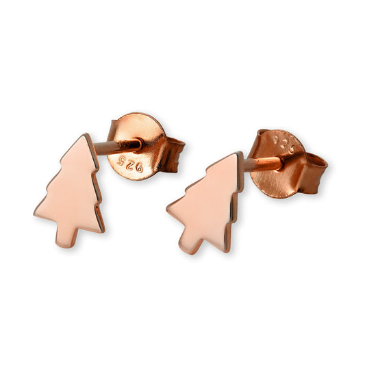 Rosévergoldet Sterlingsilber Weihnachtsbaum Ohrstecker