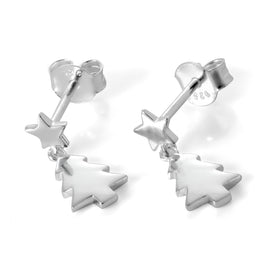 Sterlingsilber Weihnachtsbaum & Stern Baumel Ohrstecker