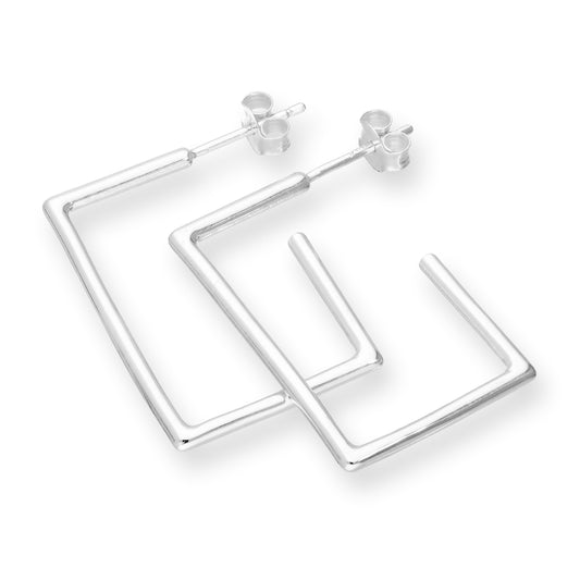Sterlingsilber Quadrat Offen Creolen Ohrstecker
