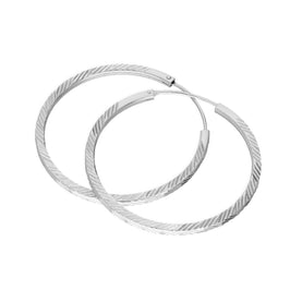 Diamantschliff Sterlingsilber 35 mm Schläfer Creolen Ohrringe