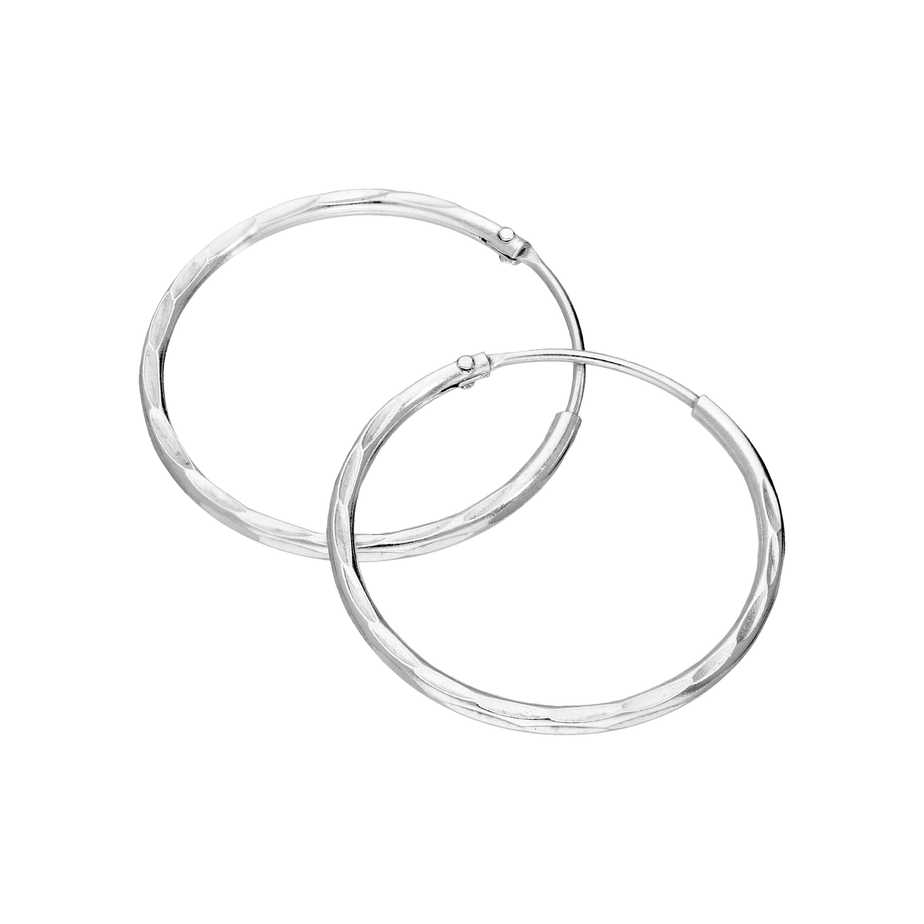 Sterlingsilber 20 mm Diamantschliff Facettiert Schläfer Creolen Ohrringe