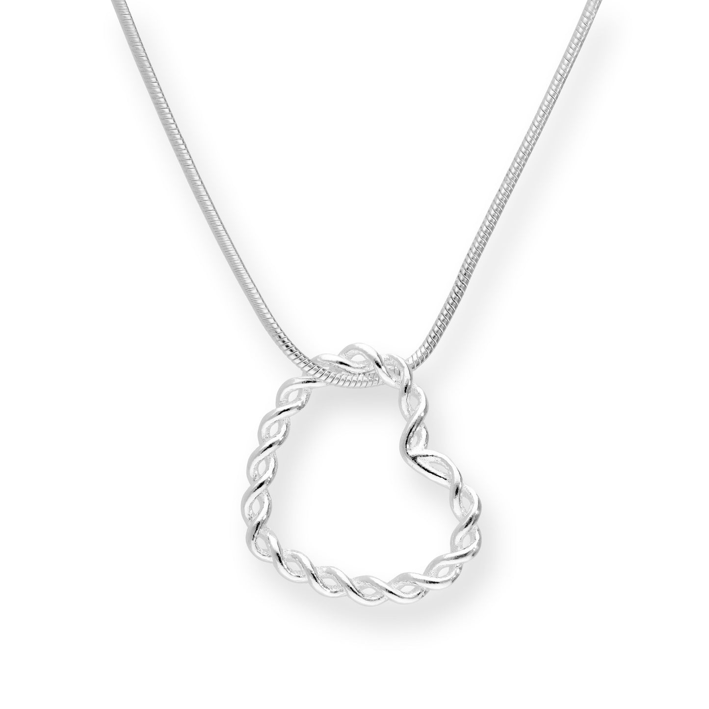Sterling Silver Twisted Floating Heart Pendant Necklace