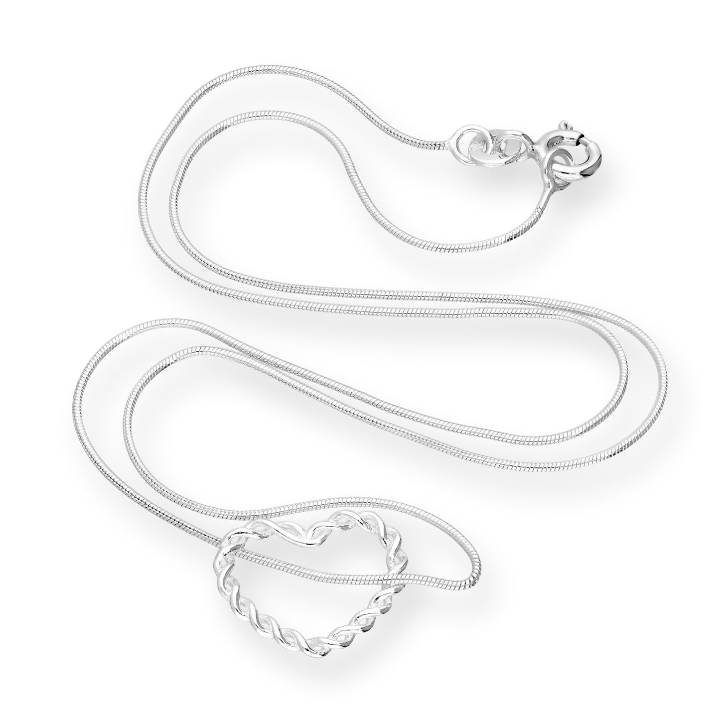 Halskette aus Sterlingsilber mit verdrehtem schwebendem Herzanhänger