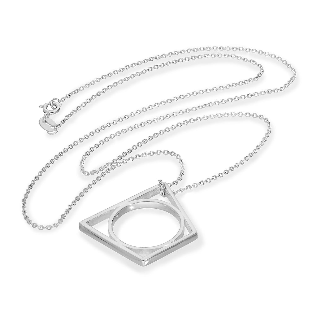 Sterlingsilber Trapez Stapelring an Kette 40,5 - 51 cm