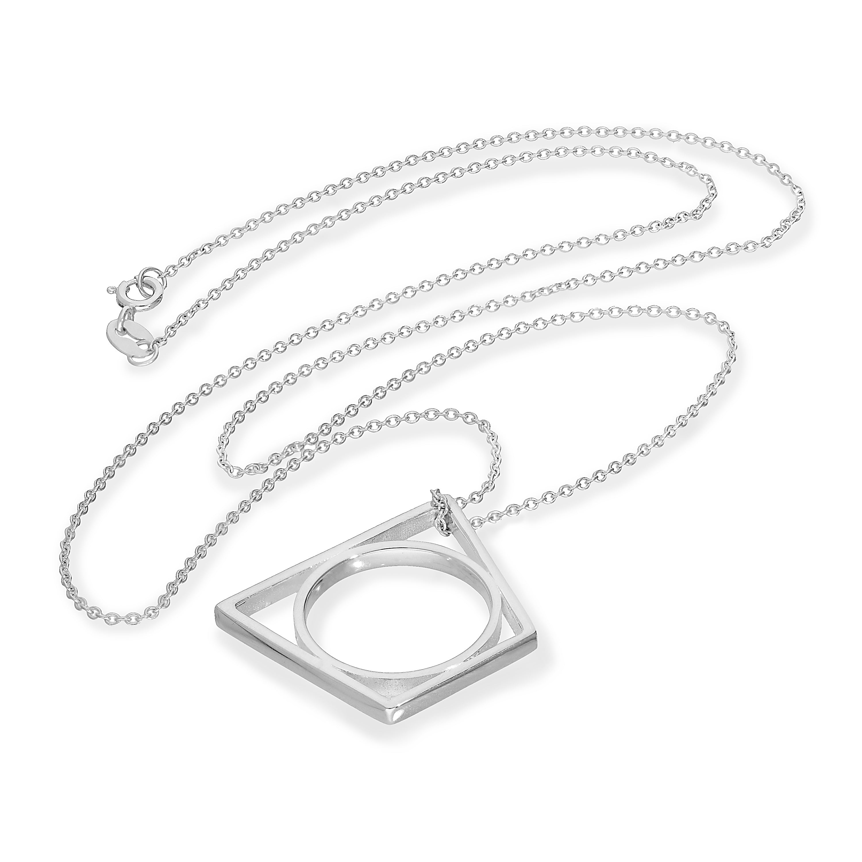 Sterlingsilber Trapez Stapelring an Kette 40,5 - 51 cm