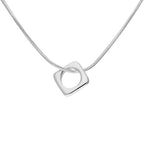 Schmale Halskette aus Sterlingsilber mit quadratischem Anhänger