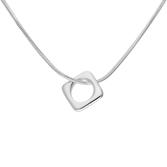 Schmale Halskette aus Sterlingsilber mit quadratischem Anhänger