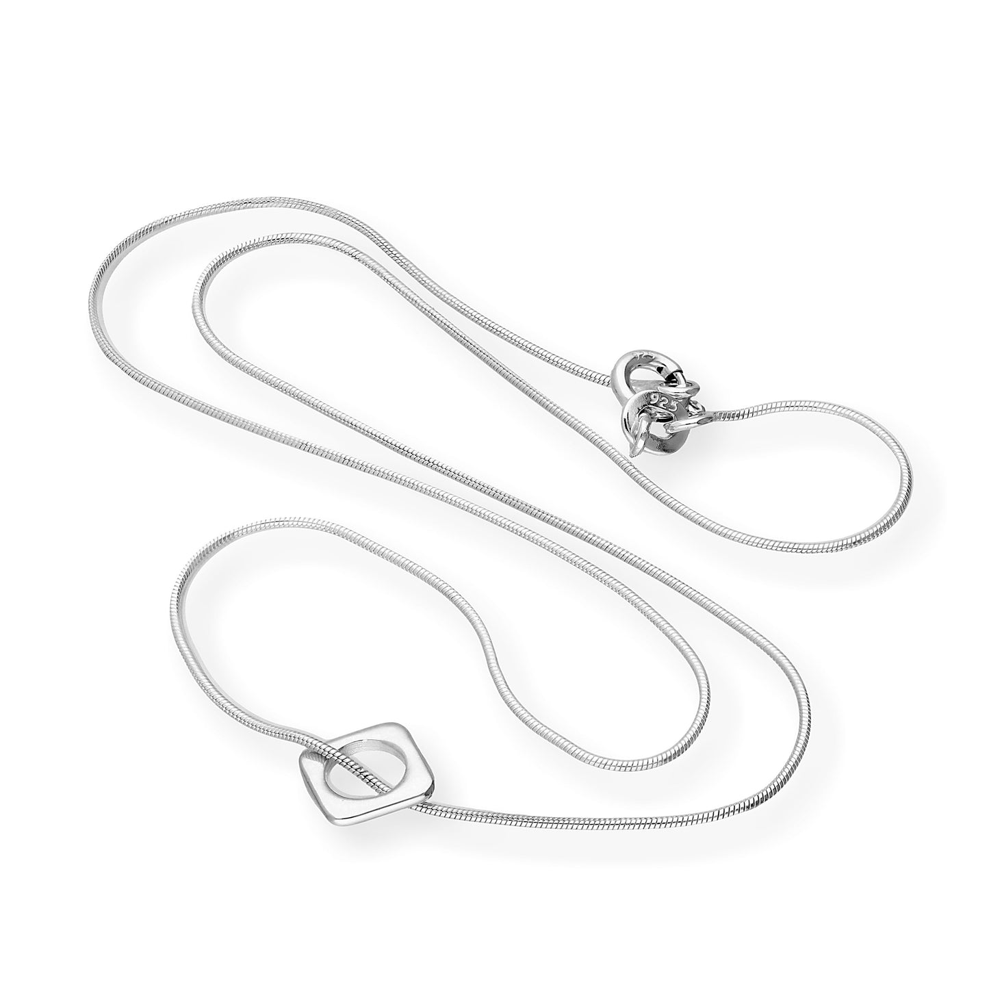 Schmale Halskette aus Sterlingsilber mit quadratischem Anhänger