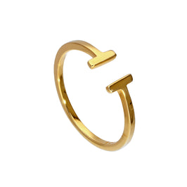 Verstellbarer Midi-Ring aus vergoldetem Sterlingsilber mit T-Bar