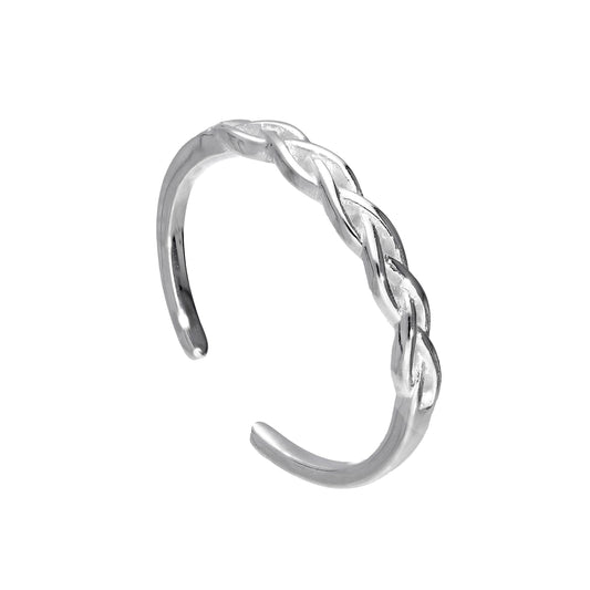 Verstellbar Sterlingsilber Geflecht Midi Zehenring