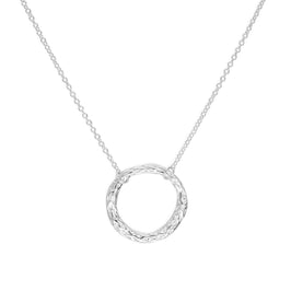 Sterlingsilber Gehämmert Karma Ring Halskette an 40,5 cm Kette