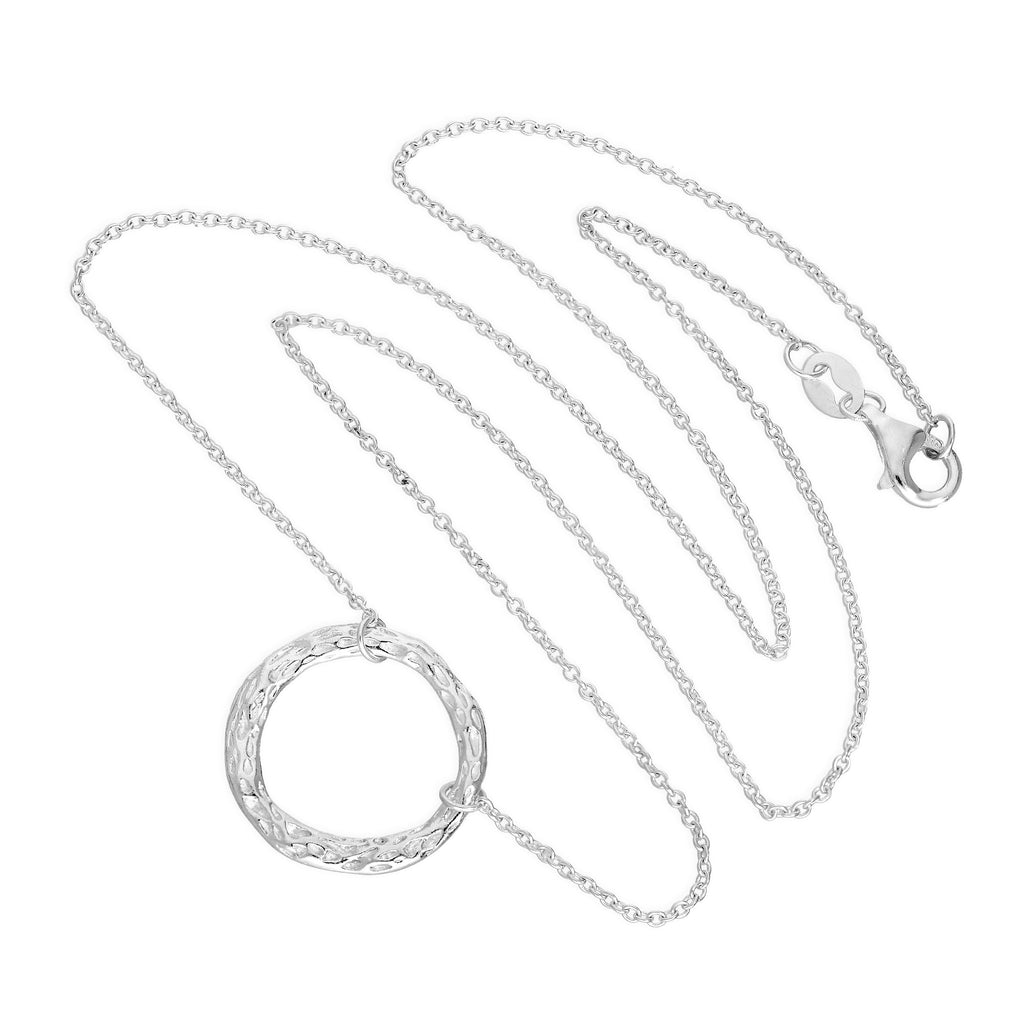 Sterlingsilber Gehämmert Karma Ring Halskette an 40,5 cm Kette