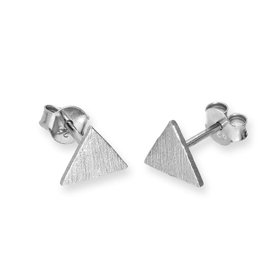 Sterlingsilber Flach Gebürstet Dreieck Ohrstecker