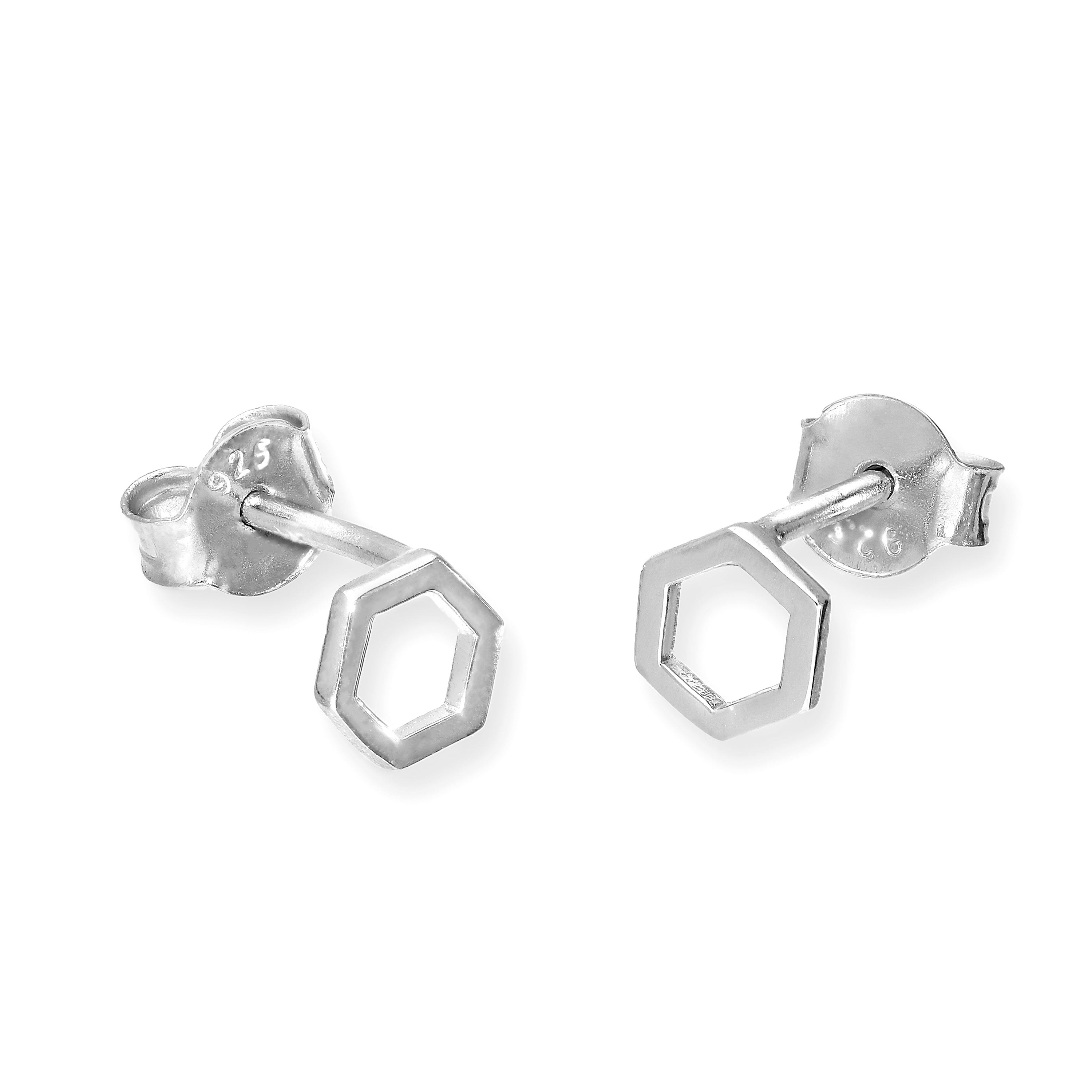 Sterlingsilber Sechseck Kontur Ohrstecker