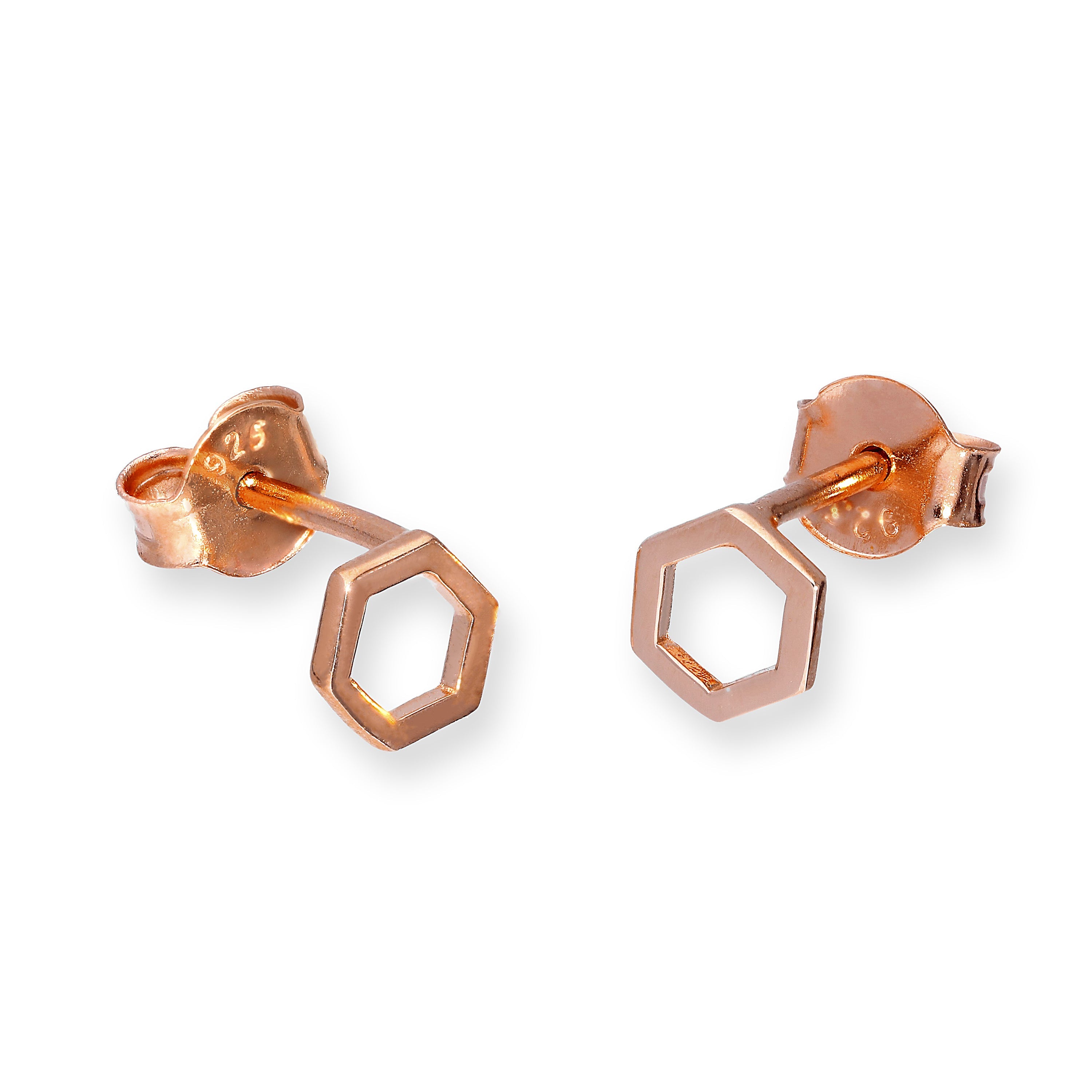 Rosévergoldet Sterlingsilber Sechseck Kontur Ohrstecker