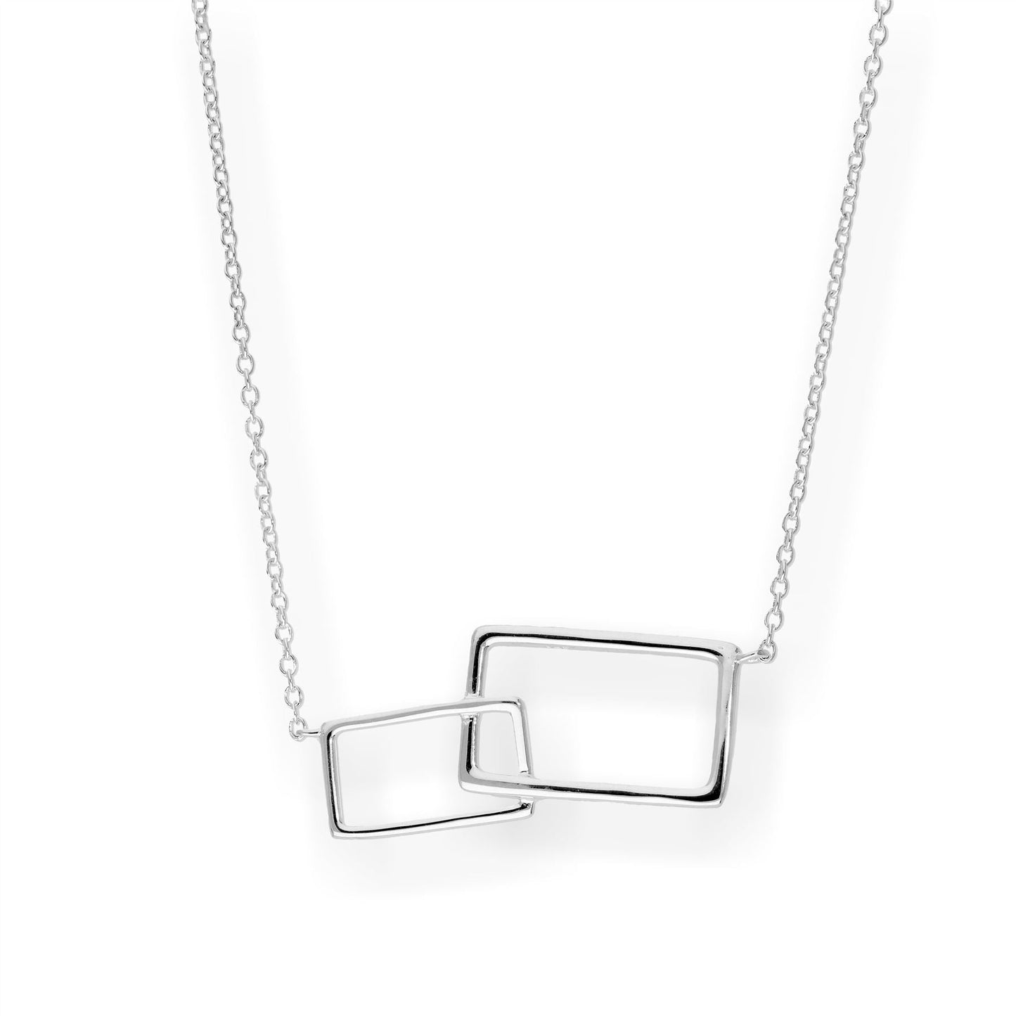 Halskette aus Sterlingsilber mit ineinander verschlungenen Rechtecken, 45 cm