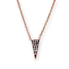 Rosévergoldet Sterlingsilber & CZ Kristall Spike Dreieck 16 Zoll Halskette