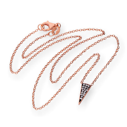 Rose vergoldet Sterling Silber & CZ Kristall Spike Dreieck 16 Zoll Halskette