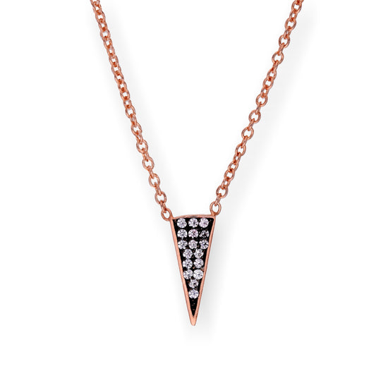 Rose vergoldet Sterling Silber & CZ Kristall Spike Dreieck 16 Zoll Halskette