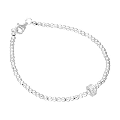 Sterlingsilber & Klar CZ Kristall 16,5cm Kügelchen Armband