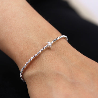 Sterlingsilber & Klar CZ Kristall 16,5cm Kügelchen Armband