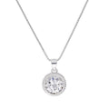 Sterlingsilber Groß Rund Klar CZ Zier Fassung Anhänger Halskette 40,5 - 56 cm