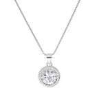Sterlingsilber Groß Rund Klar CZ Zier Fassung Anhänger Halskette 40,5 - 56 cm
