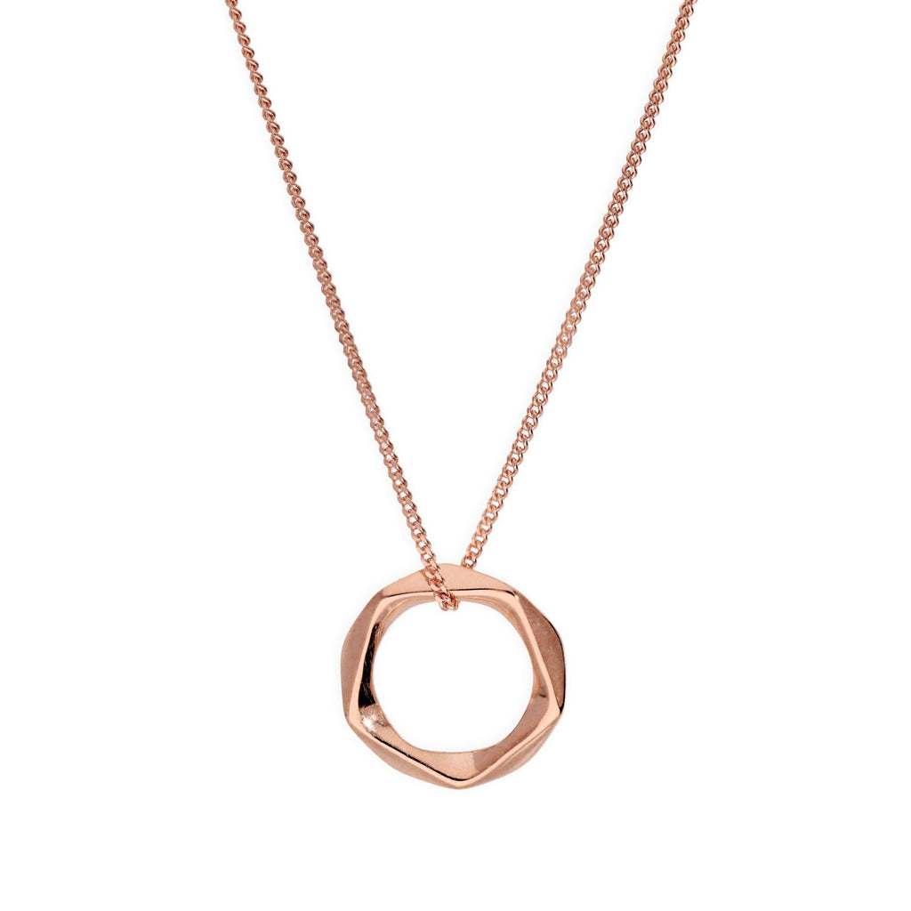 Halskette mit pentagonförmigem Anhänger aus roségoldbeschichtetem Sterlingsilber, 16–22 Zoll
