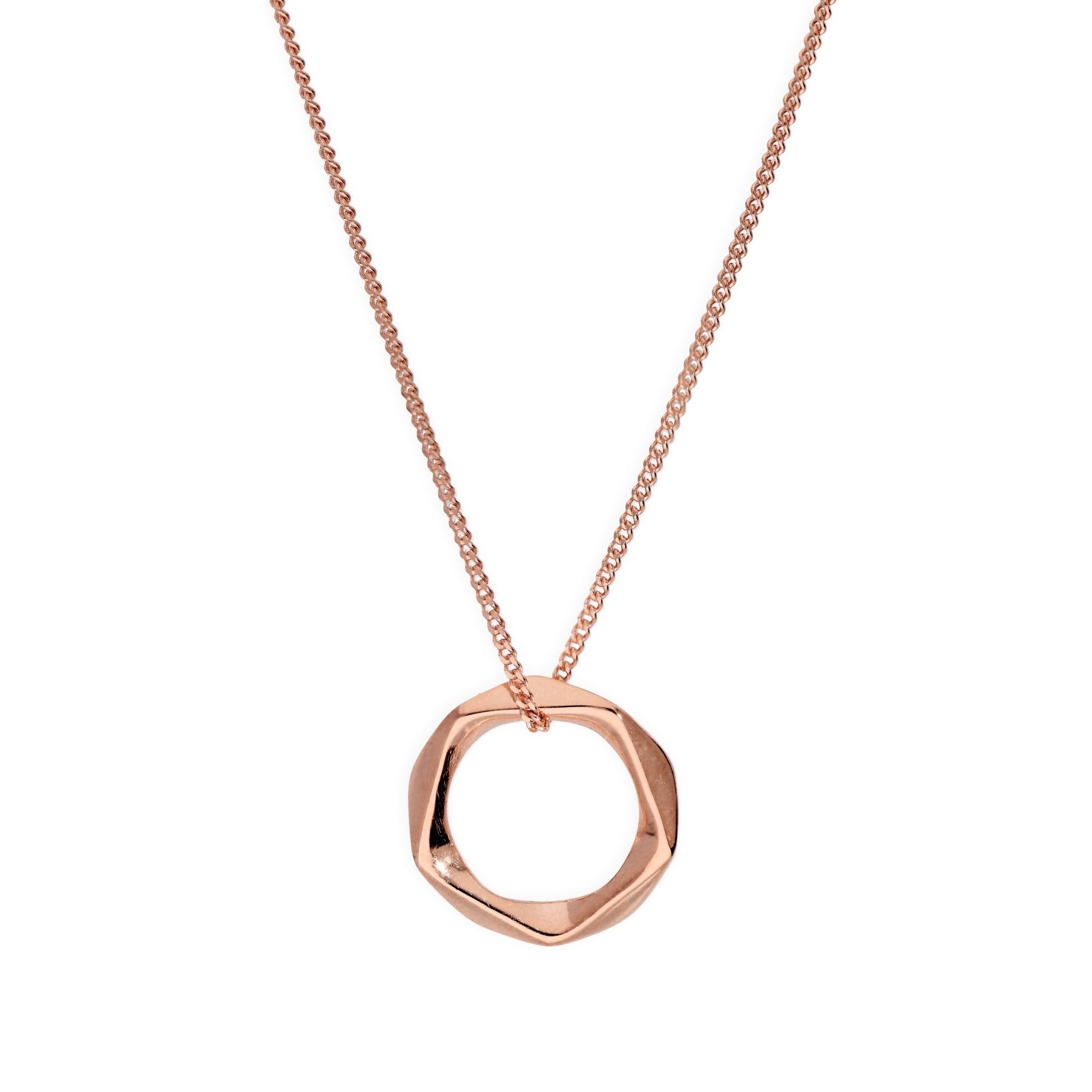 Halskette mit pentagonförmigem Anhänger aus roségoldbeschichtetem Sterlingsilber, 16–22 Zoll