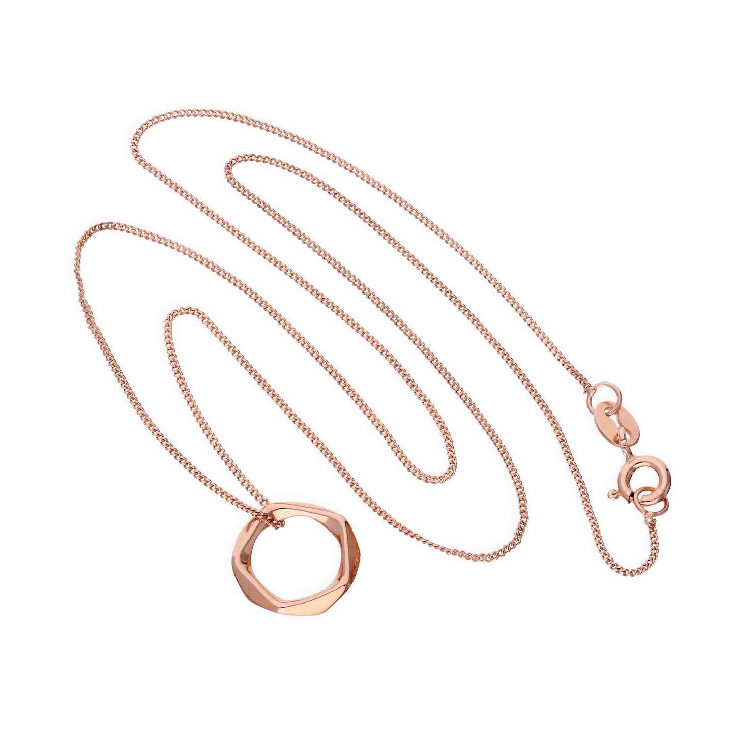 Halskette mit pentagonförmigem Anhänger aus roségoldbeschichtetem Sterlingsilber, 16–22 Zoll