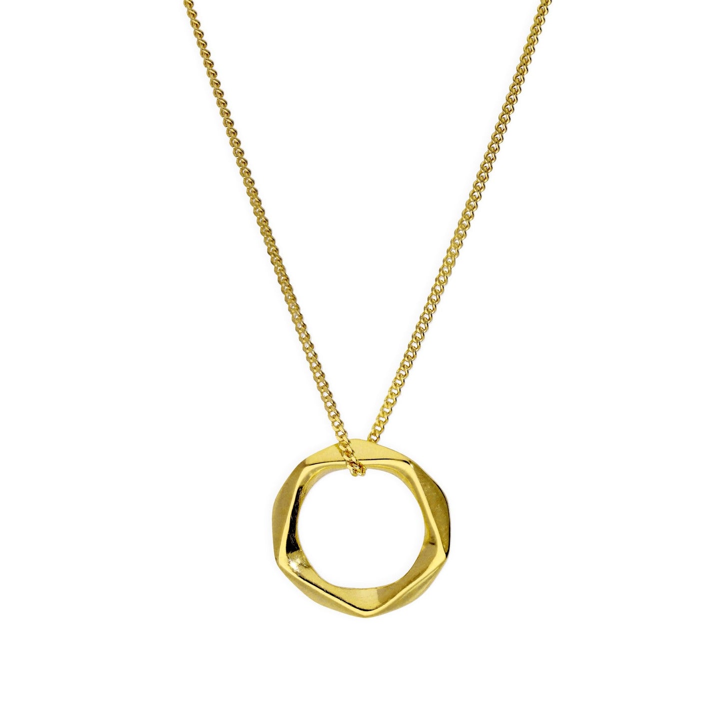 Vergoldete Halskette aus Sterlingsilber mit fünfeckigem Anhänger, 40–56 cm