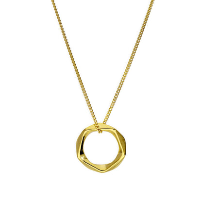 Vergoldete Halskette aus Sterlingsilber mit fünfeckigem Anhänger, 40–56 cm