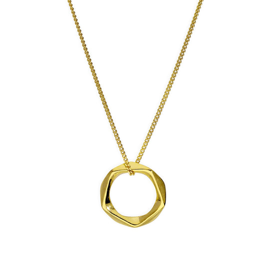 Vergoldete Halskette aus Sterlingsilber mit fünfeckigem Anhänger, 40–56 cm