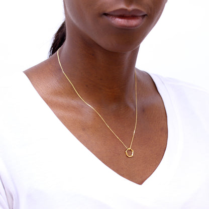 Vergoldete Halskette aus Sterlingsilber mit fünfeckigem Anhänger, 40–56 cm