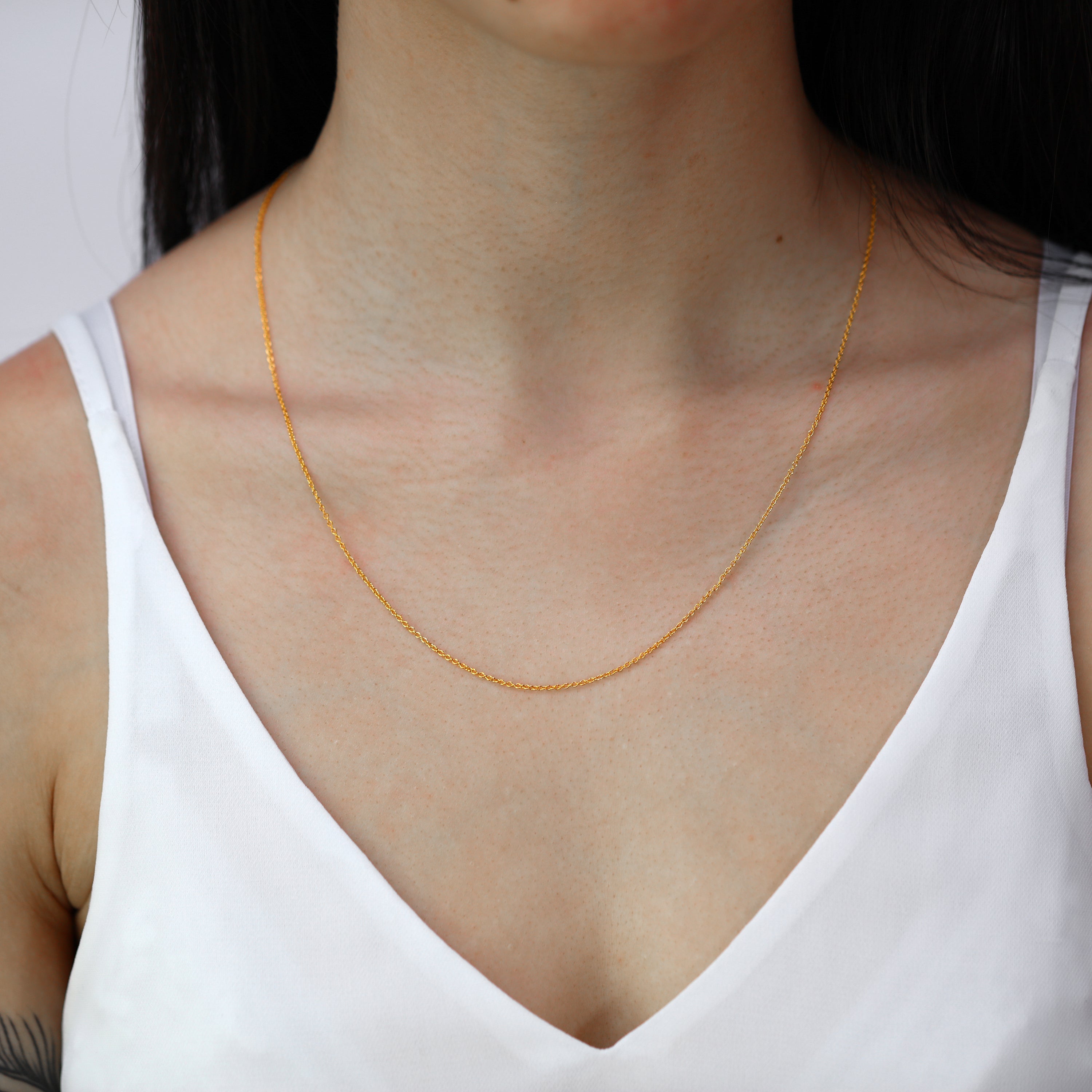 Vergoldet Sterlingsilber Verstellbar Halsband bis 51 cm Belcher Kette mit Schiebekugelverschluss
