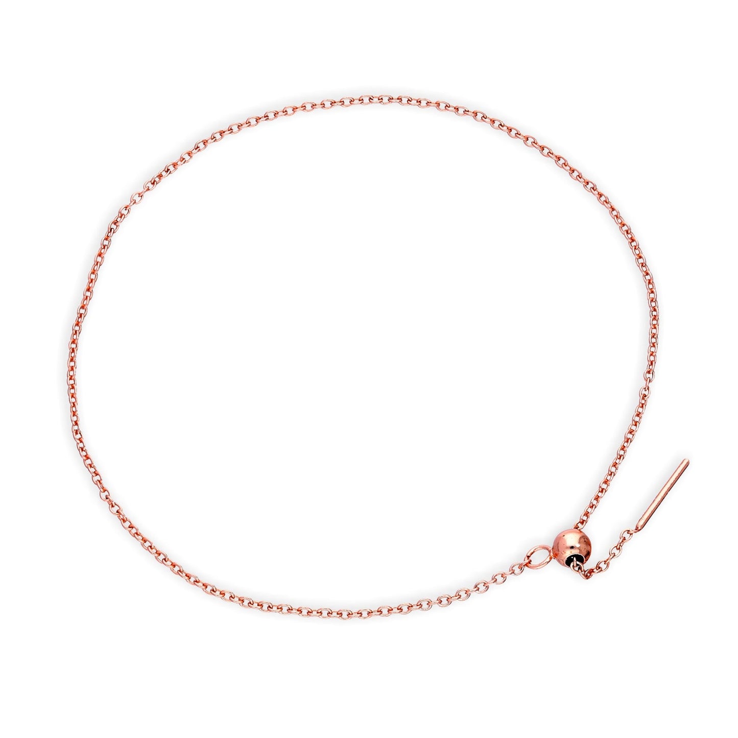 Rosévergoldet Sterlingsilber 18cm Belcher Kettte Armband mit Schiebekugelverschluss