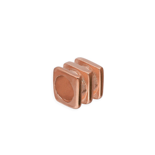Rose Gold Plated Sterling Silver 4mm 3 Ridged Square Ring Bead