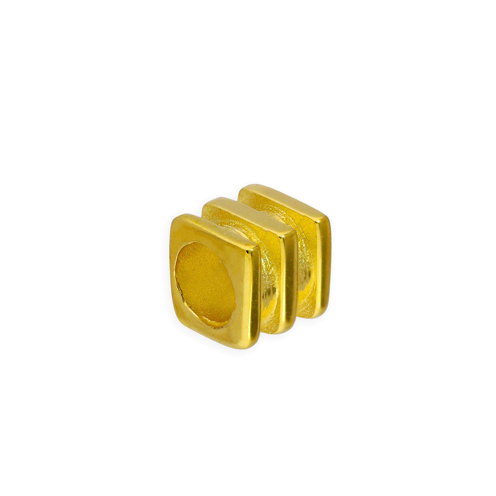 Vergoldetes Sterlingsilber 4 mm 3 gezackte quadratische Ringperle