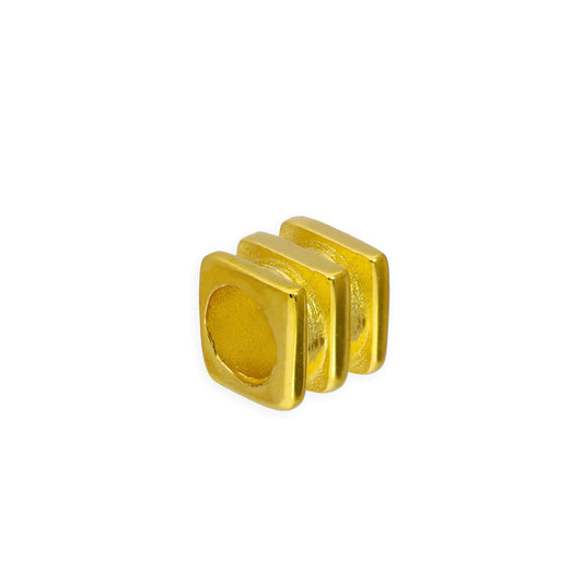 Vergoldetes Sterling Silber 4mm 3 gezackte quadratische Ringperle