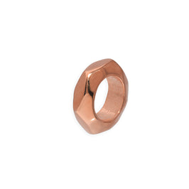 Rosévergoldeter Ring-Bead aus Sterlingsilber, kleiner Sechseckschliff, poliert, 2 mm
