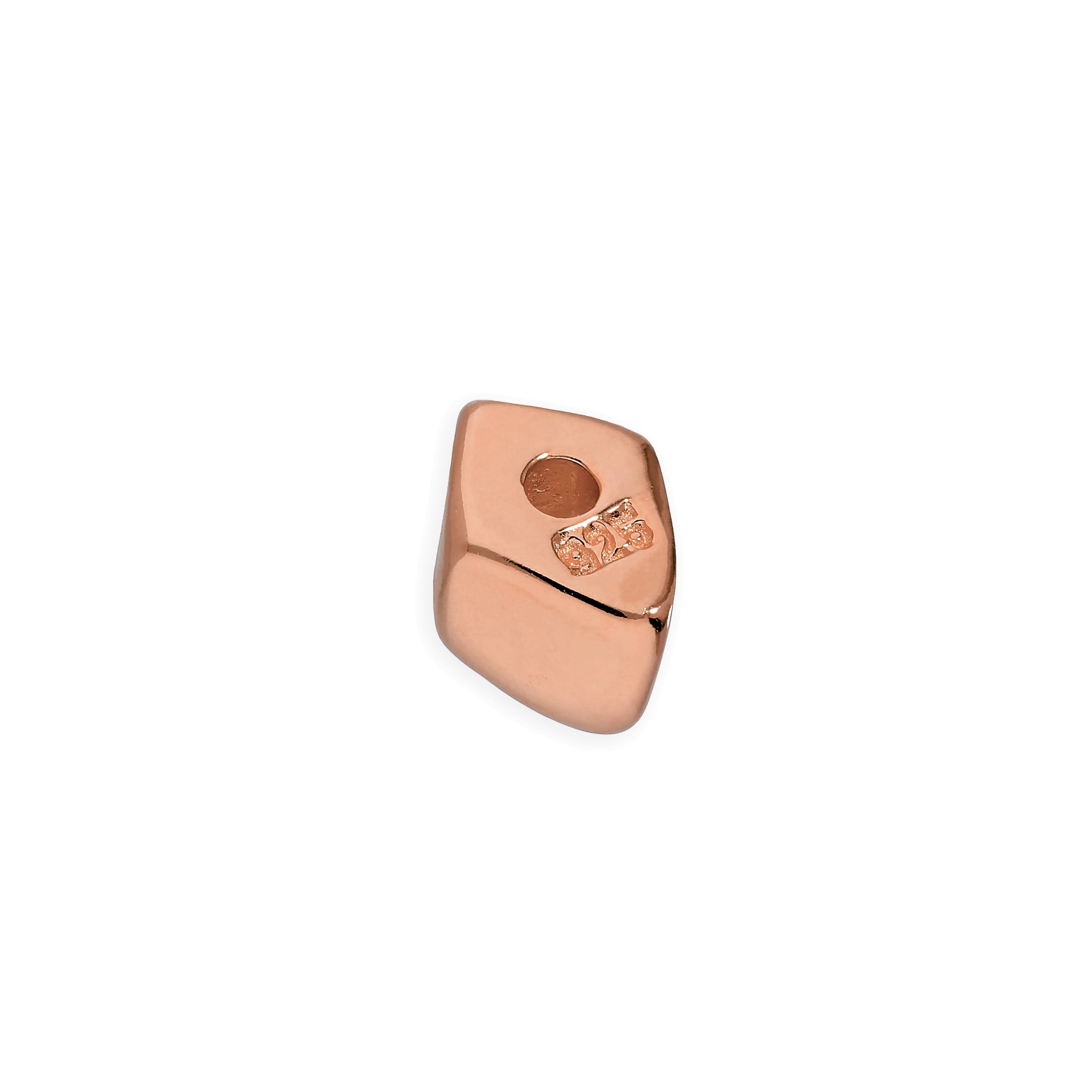 Rosévergoldete Sterlingsilber-Nugget-Perle, diamantpoliert, 4 mm