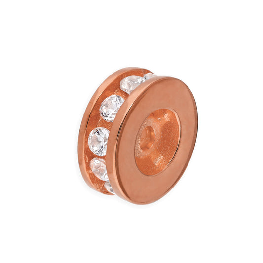 Rose Gold Plated Sterling Silver 3mm Round Channel Set Clear CZ Ring Bead