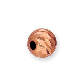 Rosévergoldeter runder Sterlingsilber-Bead, diamantiert, 6 mm