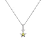 Sterlingsilber und Peridot-CZ-Kristall, Sternanhänger mit Geburtsstein für den Monat August, 35–81 cm