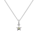 Sterlingsilber und Peridot-CZ-Kristall, Sternanhänger mit Geburtsstein für den Monat August, 35–81 cm